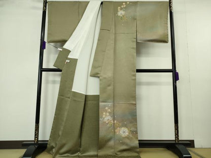 平和屋本店●極上　久保田一竹　幻の辻が花　訪問着　利休色地　暈し染め　金通し地　ますいわ屋扱い　逸品　DZAB7005kh6