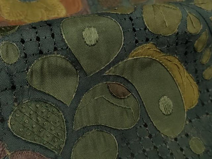 平和屋本店▽極上　中国三大刺繍 スワトウ刺繍 相良・蘇州刺繍 本場縞大島紬　単衣　辻が花　上村絹織物謹製　証紙付き　逸品　DZAB7006kh6