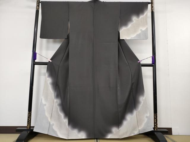 平和屋着物●極上　訪問着　白山紬　雪輪鹿の子文　羊羹色地　暈し染め　逸品　DZAB7012kh6