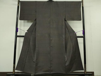 平和屋本店▽極上　伊兵衛織　工芸手織　単衣　檳榔子染色地　逸品　未使用　DZAB7013kh6