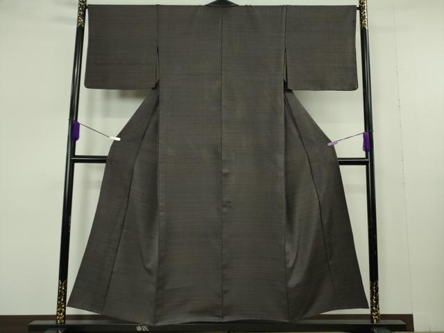 平和屋本店▽極上　伊兵衛織　工芸手織　単衣　檳榔子染色地　逸品　未使用　DZAB7013kh6