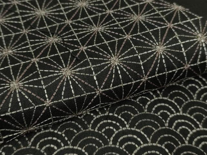 平和屋本店●極上　本場縞大島紬　訪問着　刺し子　刺繍　名物裂　黒地　ロング丈　逸品　未使用　DZAB7016kh6