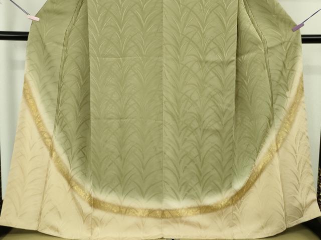 平和屋本店●極上　皇室献上作家　北出与三郎　訪問着　大王松　柳茶色地　暈し染め　金彩　逸品　未使用　DZAB7019kh6