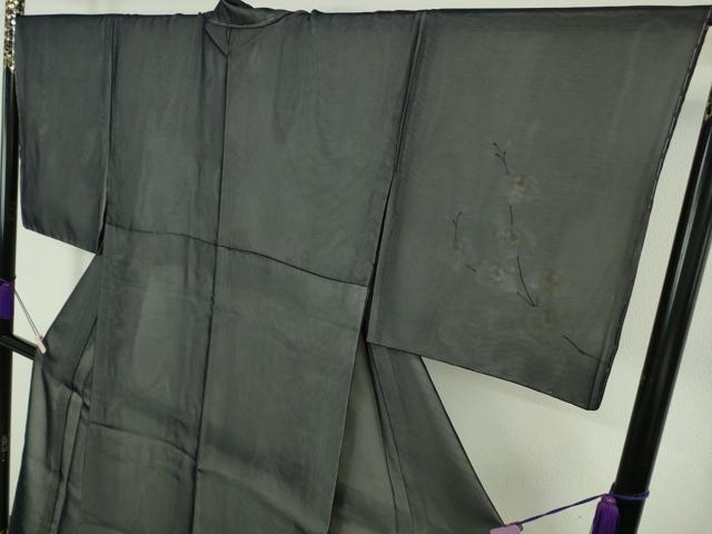 平和屋本店●極上　訪問着　無双　紗袷　紗×絽　胡蝶蘭　藍鉄色地　逸品　未使用　DZAB7021kh6