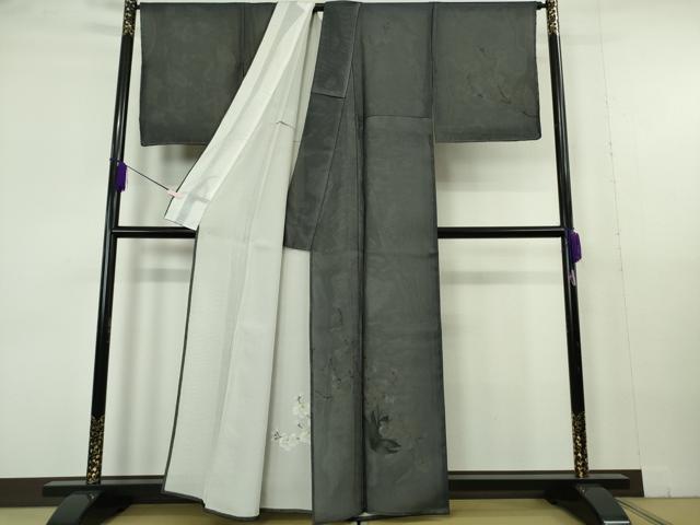 平和屋本店●極上　訪問着　無双　紗袷　紗×絽　胡蝶蘭　藍鉄色地　逸品　未使用　DZAB7021kh6
