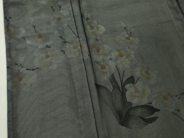 平和屋本店●極上　訪問着　無双　紗袷　紗×絽　胡蝶蘭　藍鉄色地　逸品　未使用　DZAB7021kh6