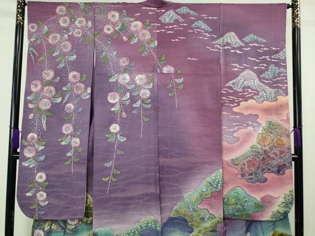 平和屋本店●極上　 吉乃一廉　幻の辻が花　振袖　暈し染め　銀通し地　逸品　DZAB7025kh6