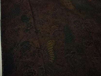 平和屋本店●極上　前田仁仙　仁仙更紗　訪問着　更紗花鳥文　黒鳶色地　鬼しぼ縮緬　反端付き　逸品　未使用　DZAB7026kh6