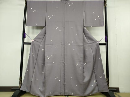 平和屋本店●極上　創業200年・7代目永治屋清左衛門　小紋　唐織　舞桜　花弁　鳩羽色地　鈴乃屋扱い　逸品　未使用　DZAB7031kh6