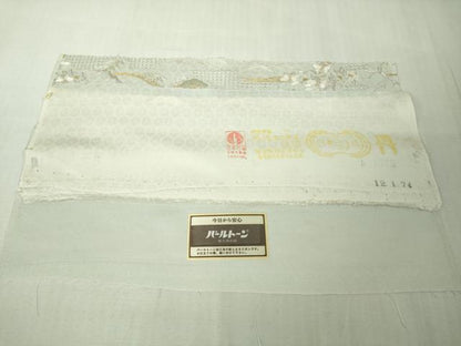 平和屋本店●極上　中国三大刺繍 スワトウ刺繍 汕頭刺繍 総刺繍　訪問着　風景花文　白緑色地　金糸　反端付き　逸品　未使用　DZAB7041kh6