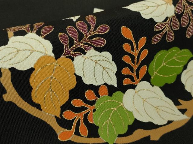 平和屋本店●極上　銀座　志ま亀　黒留袖　駒刺繍　花丸文　たとう紙付き　逸品　DZAB7042kh6