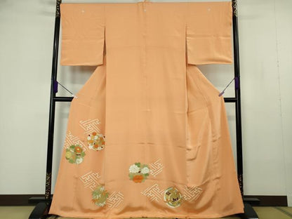 平和屋本店●極上　銀座　志ま亀　色留袖　花丸文　洒落柿色地　金彩　逸品　DZAB7043kh6