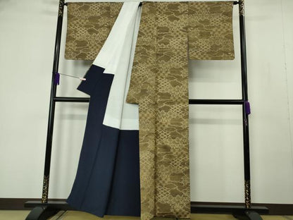 平和屋本店●希少　藍造り国選定無形文化財　藍師・佐藤昭人　中西秀典　弓浜絣　先染手織　正絹　証紙・認定証付き　逸品　DZAB7049kh6