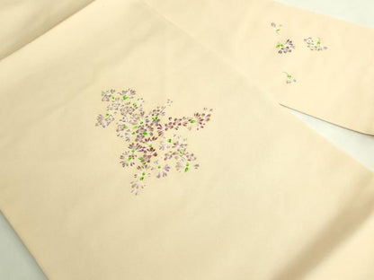 平和屋本店●極上　塩瀬　九寸名古屋帯　刺繍　草花文　金彩　風呂敷付き　松坂屋染織名作展　逸品　DZAB7054kh6
