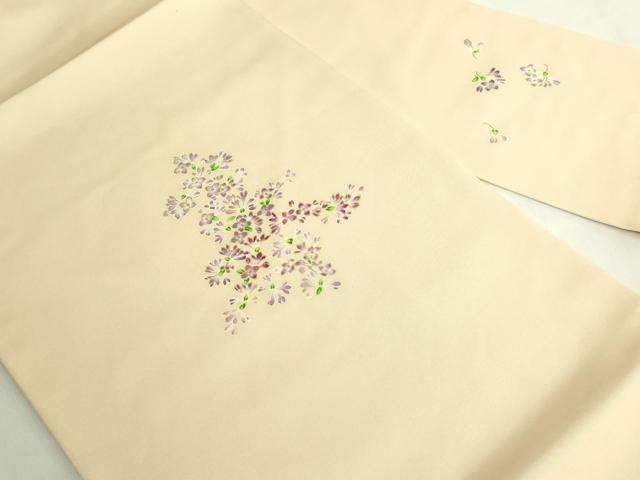 平和屋本店●極上　塩瀬　九寸名古屋帯　刺繍　草花文　金彩　風呂敷付き　松坂屋染織名作展　逸品　DZAB7054kh6