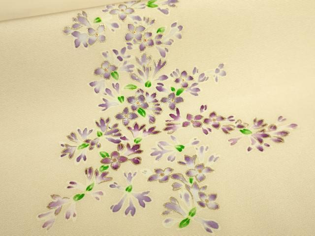 平和屋本店●極上　塩瀬　九寸名古屋帯　刺繍　草花文　金彩　風呂敷付き　松坂屋染織名作展　逸品　DZAB7054kh6