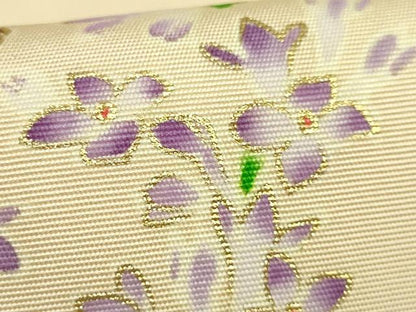 平和屋本店●極上　塩瀬　九寸名古屋帯　刺繍　草花文　金彩　風呂敷付き　松坂屋染織名作展　逸品　DZAB7054kh6