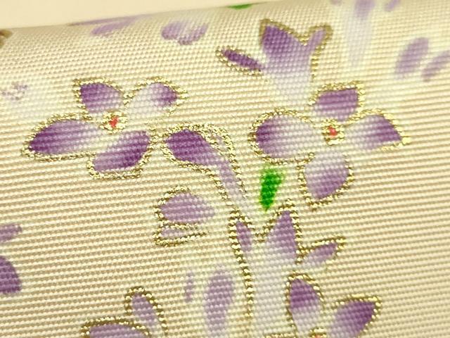 平和屋本店●極上　塩瀬　九寸名古屋帯　刺繍　草花文　金彩　風呂敷付き　松坂屋染織名作展　逸品　DZAB7054kh6