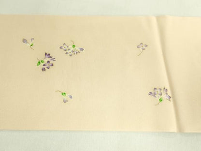 平和屋本店●極上　塩瀬　九寸名古屋帯　刺繍　草花文　金彩　風呂敷付き　松坂屋染織名作展　逸品　DZAB7054kh6