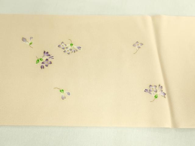 平和屋本店●極上　塩瀬　九寸名古屋帯　刺繍　草花文　金彩　風呂敷付き　松坂屋染織名作展　逸品　DZAB7054kh6