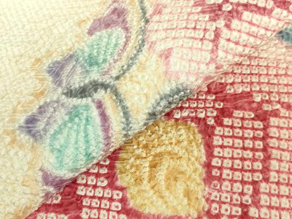 平和屋着物●極上　名門　藤娘きぬたや・総絞り　九寸名古屋帯　草花文　付属品付き　逸品　DZAB7060kh6