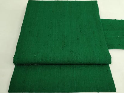平和屋本店●極上　浦野理一　経節紬　九寸名古屋帯　深緑色地　逸品　DZAB7063kh6