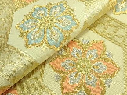 平和屋着物●極上　西陣　川島織物　六通柄　本袋帯　亀甲花文　金銀糸　逸品　DZAB7069kh6