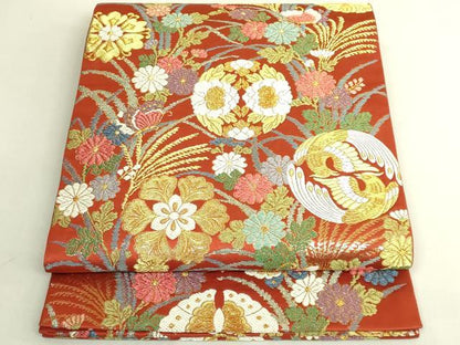 平和屋着物●極上　六通柄袋帯　唐織　花鳥文　金銀糸　逸品　DZAB7071kh6