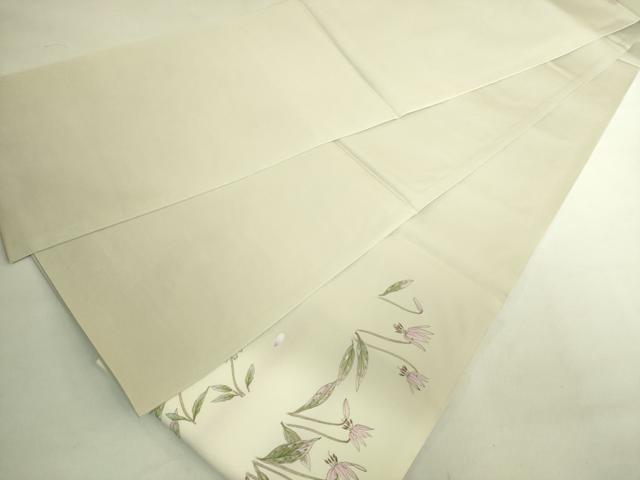 平和屋着物●極上　塩瀬　太鼓柄袋帯　公咲作　手描き　草花文　逸品　DZAB7074kh6