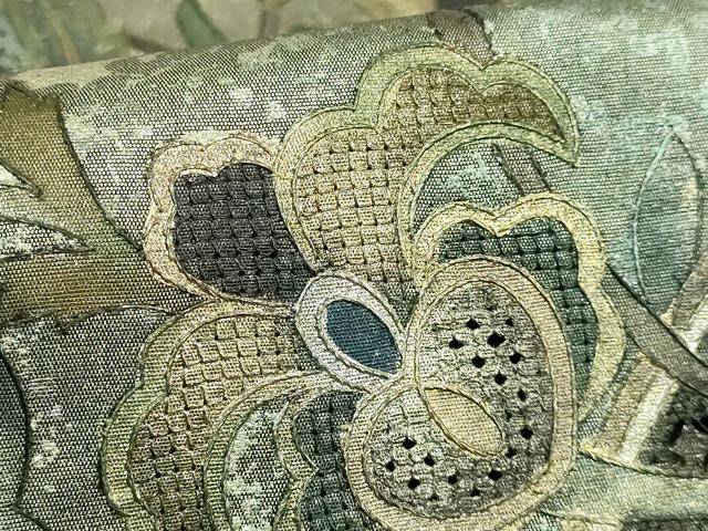 平和屋本店●極上　中国三大刺繍　スワトウ刺繍　汕頭刺繍　袋帯　洋花文　金銀彩　逸品　DZAB7089kh6