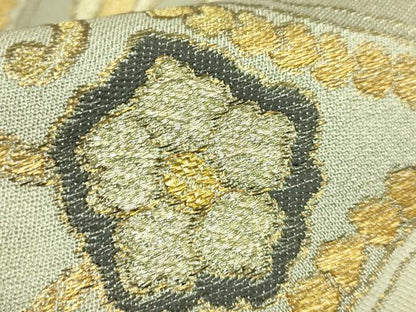 平和屋本店●極上　洛風林　工芸帯地　六通柄袋帯　花唐草　金銀糸　逸品　DZAB7090kh6