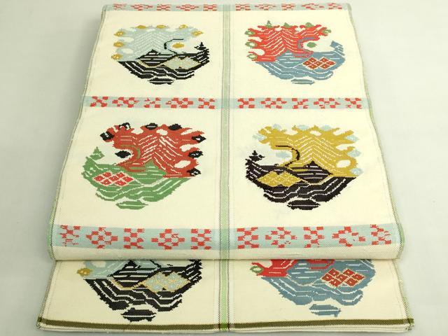 平和屋本店●最高級　龍村平蔵製　太鼓柄　本袋帯　甲比丹孔雀　金銀糸　逸品　DZAB7091kh6