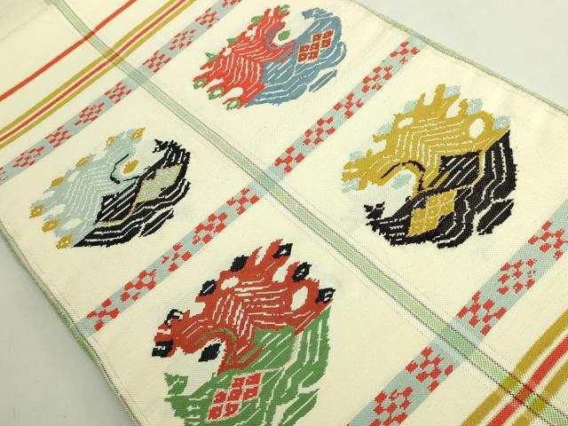 平和屋本店●最高級　龍村平蔵製　太鼓柄　本袋帯　甲比丹孔雀　金銀糸　逸品　DZAB7091kh6