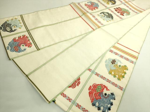 平和屋本店●最高級　龍村平蔵製　太鼓柄　本袋帯　甲比丹孔雀　金銀糸　逸品　DZAB7091kh6