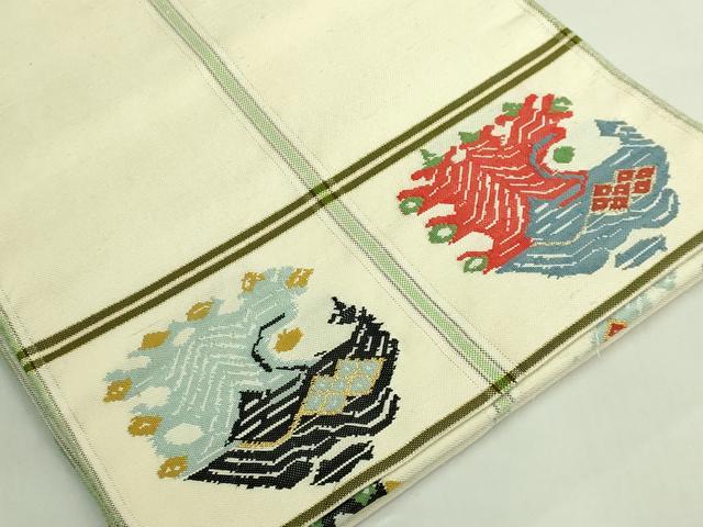 平和屋本店●最高級　龍村平蔵製　太鼓柄　本袋帯　甲比丹孔雀　金銀糸　逸品　DZAB7091kh6