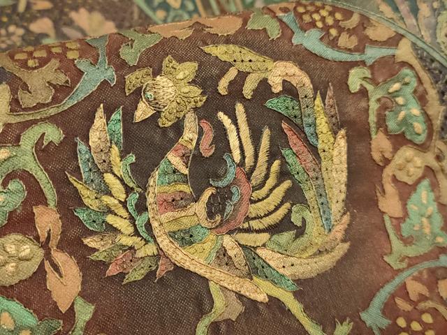 平和屋本店●極上　中国三大刺繍　スワトウ刺繍　汕頭刺繍　全通柄袋帯　名物裂花鳥文　金彩　逸品　DZAB7096kh6