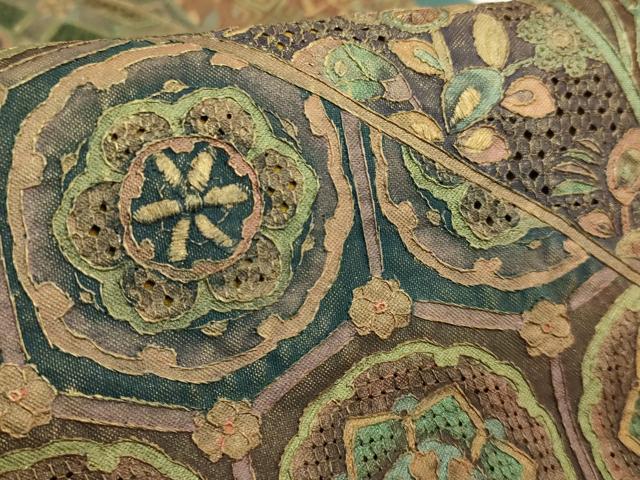 平和屋本店●極上　中国三大刺繍　スワトウ刺繍　汕頭刺繍　全通柄袋帯　名物裂花鳥文　金彩　逸品　DZAB7096kh6