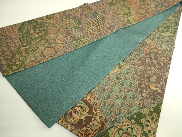 平和屋本店●極上　中国三大刺繍　スワトウ刺繍　汕頭刺繍　全通柄袋帯　名物裂花鳥文　金彩　逸品　DZAB7096kh6
