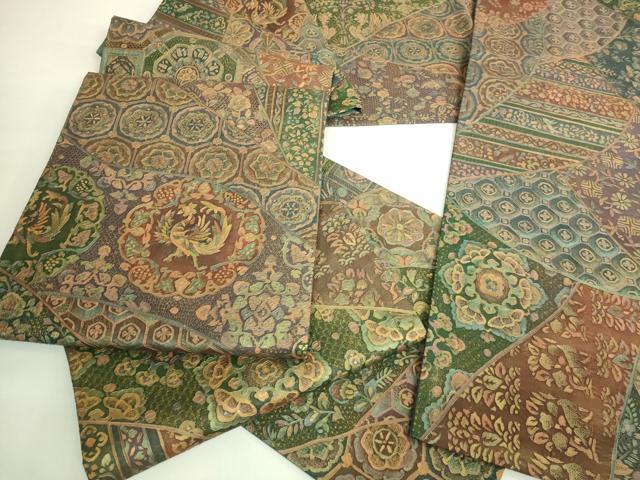 平和屋本店●極上　中国三大刺繍　スワトウ刺繍　汕頭刺繍　全通柄袋帯　名物裂花鳥文　金彩　逸品　DZAB7096kh6