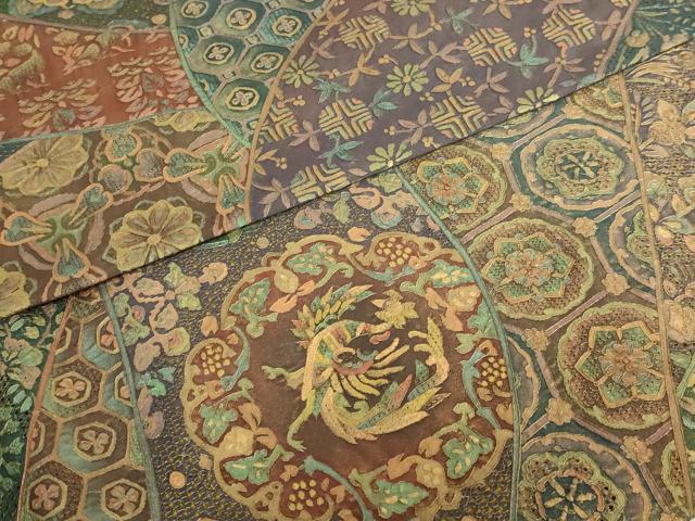 平和屋本店●極上　中国三大刺繍　スワトウ刺繍　汕頭刺繍　全通柄袋帯　名物裂花鳥文　金彩　逸品　DZAB7096kh6