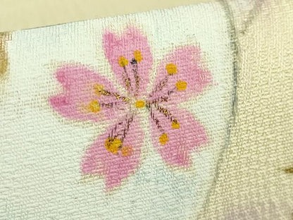 平和屋着物●極上　九寸名古屋帯　手描き　ティーカッププードル　舞桜　金彩　蒸栗色地　逸品　DZAB7100kh6