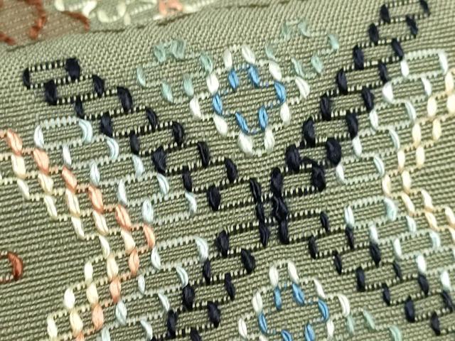平和屋本店●極上　本場琉球　読谷山花織　紬地　九寸開き名古屋帯　鶸茶色地　逸品　DZAB7106kh6