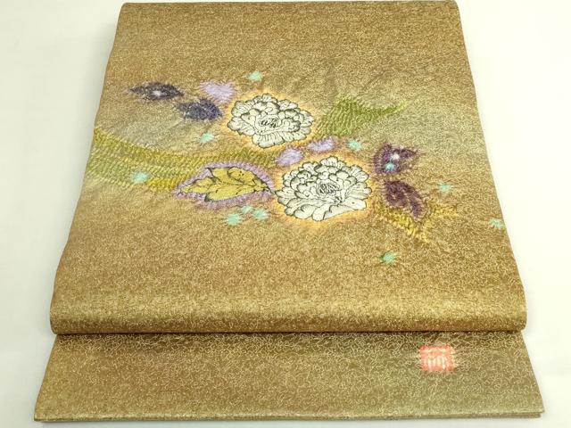 平和屋本店●極上　久保田一竹　幻の辻が花　太鼓柄袋帯　金通し地　逸品　DZAB7111kh6