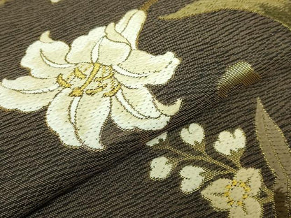 平和屋本店●極上　織文意匠鈴木　両面　六通柄袋帯　スリーシーズン帯　唐織　水衣錦　反端付き　逸品　DZAB7112kh6