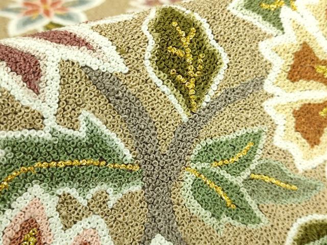 平和屋本店●最高級　中国三大刺繍　総相良刺繍　総刺繍　袋帯　200万粒　総詰め　更紗花文　金糸　逸品　DZAB7127kh6