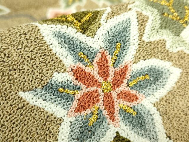 平和屋本店●最高級　中国三大刺繍　総相良刺繍　総刺繍　袋帯　200万粒　総詰め　更紗花文　金糸　逸品　DZAB7127kh6