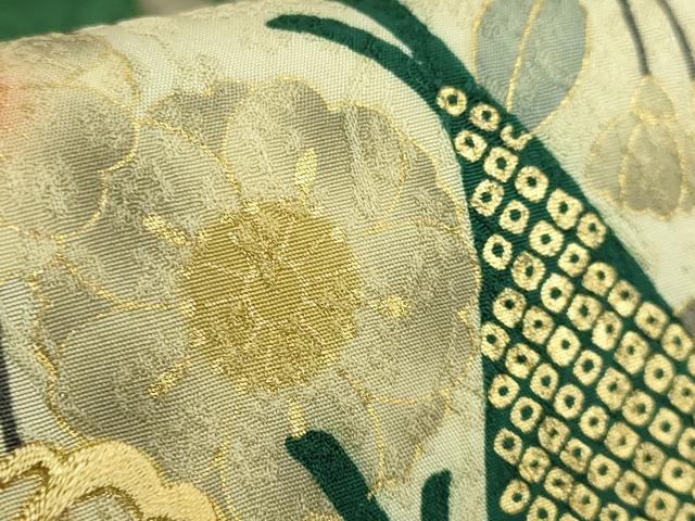 平和屋着物●極上　染織の名門　しょうざん　太鼓柄袋帯　刺繍　枝垂れ桜　金彩　逸品　未使用　DZAB7140kh6