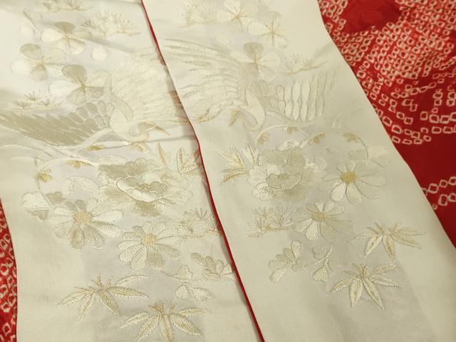 平和屋本店●極上　アンティーク　大正ロマン　振袖・長襦袢(袷・半衿刺繍)セット　駒刺繍　檜扇宝尽くし楽器文　金彩　逸品　DZAB7152kh6