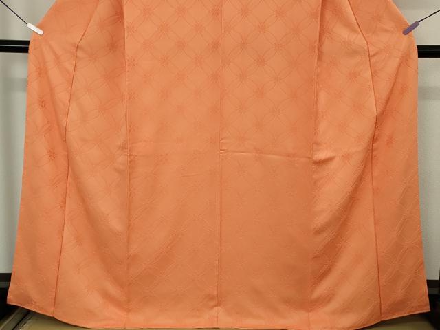 平和屋本店●極上　銀座　志ま亀　色無地　七宝地紋　赤朽葉色　たとう紙付き　逸品　DZAB7154kh6