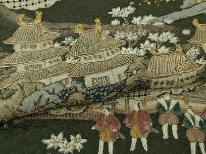 平和屋本店●極上　中国三大刺繍　スワトウ刺繍　汕頭刺繍　訪問着　人物風景　千歳茶色地　金糸　逸品　DZAB7156kh6